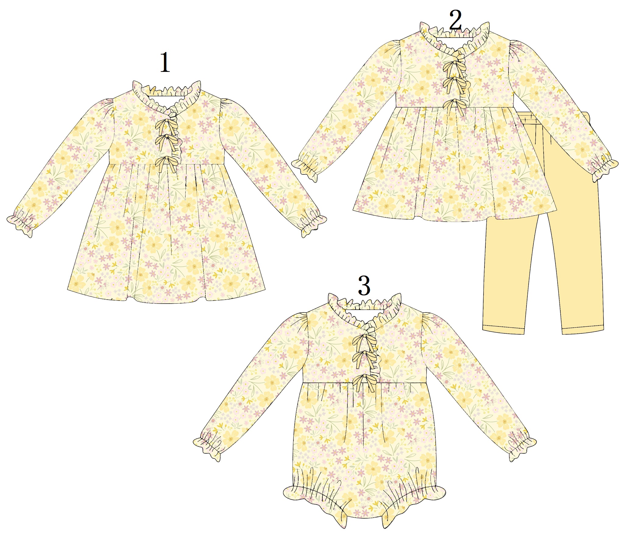 Baby Clothing High Quality - High Quality Yellow Floral Printed Suit