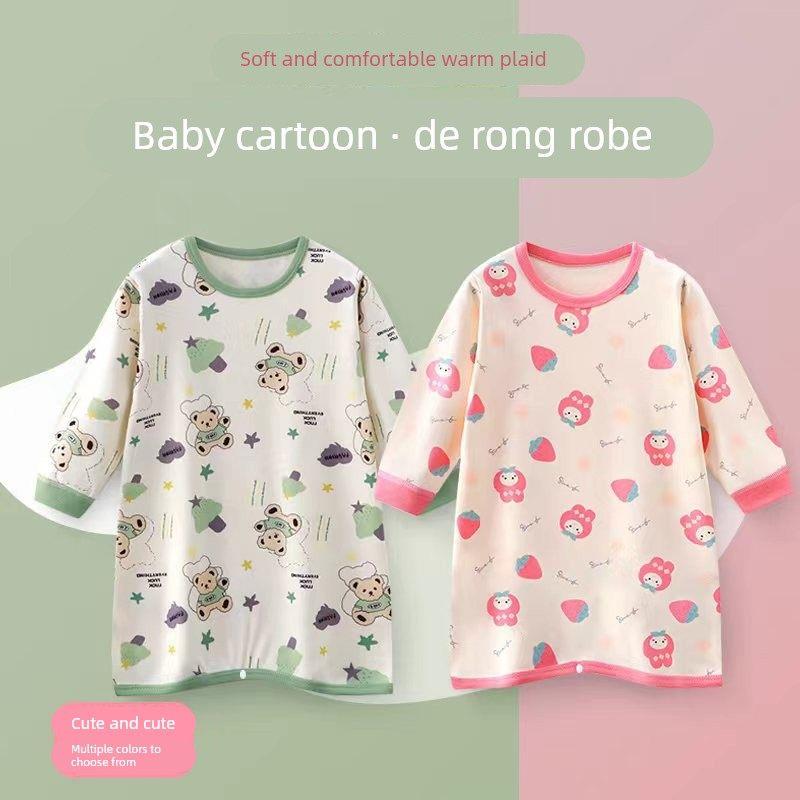 Baby Clothing For Sleep - New Children's Warmth Velboa Robe Long