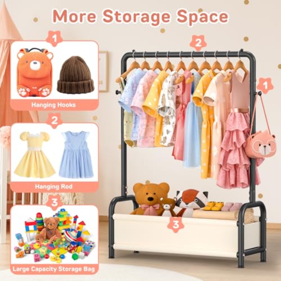 Clothing Rack with Storage She - Baby Clothing Hanging Rack のレビューと価格