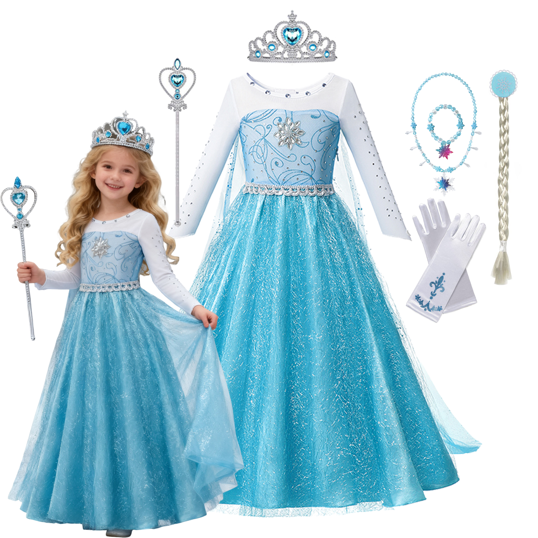Girls Snow Queen Elsa Anna Lon - Baby Clothing Europe のレビューと価格