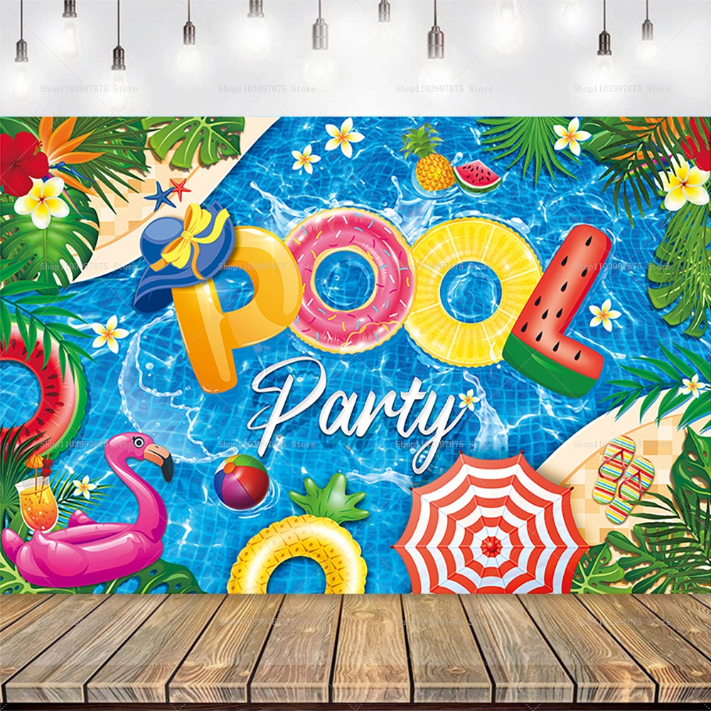 Summer Pool Party Backdrops Ho - Baby Clothing Hawaii のレビューと価格